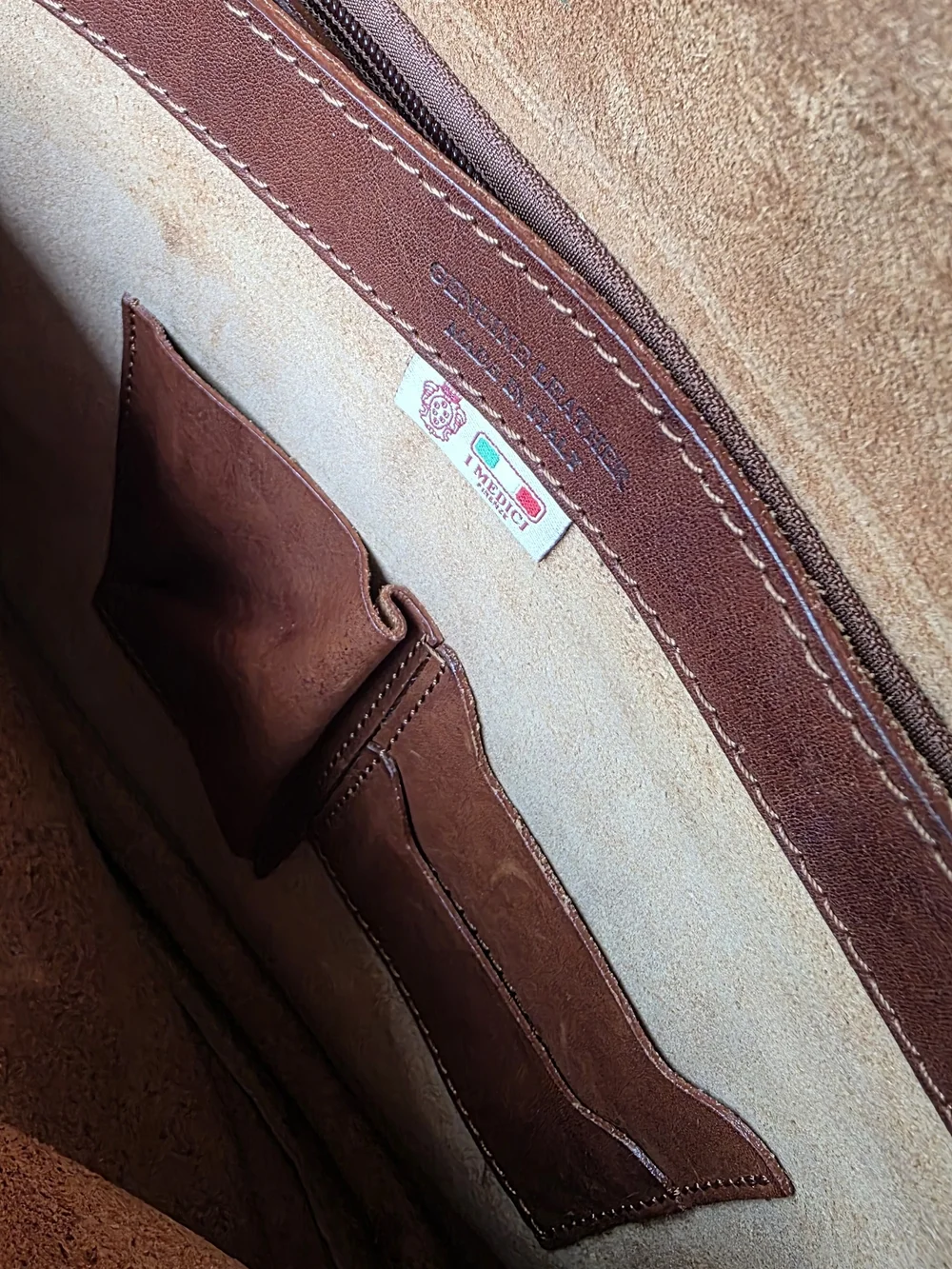 I Medici Italian Leather Crossbody Bag Cognac Flap Shoulder Vintage